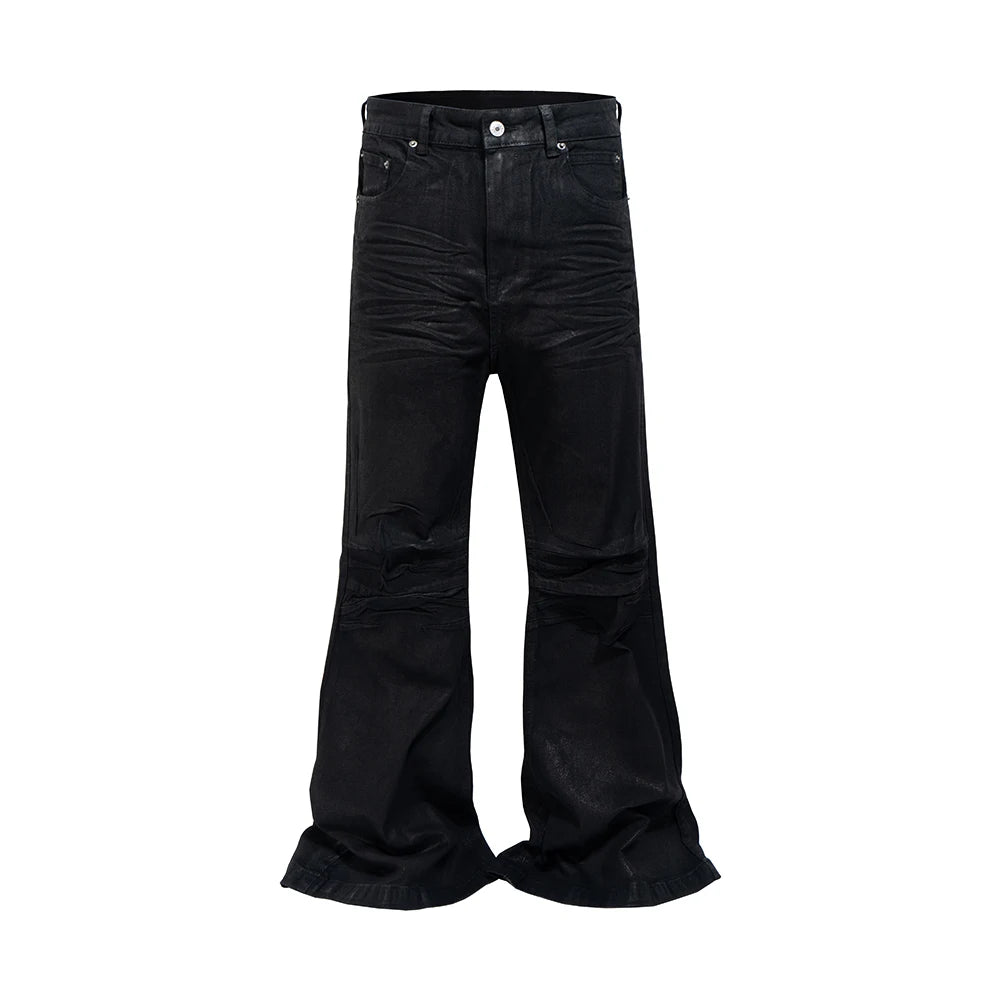 Waxed bootcut denim